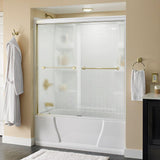 Crestfield 60 in. x 58-1/8 in. Traditional Semi-Frameless Sliding Bathtub Door in Bronze and 1/4 in. (6mm) Niebla Glass - Super Arbor