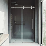 Elan 60 to 64 in. x 74 in. Frameless Sliding Shower Door in Stainless Steel with Clear Glass and Handle - Super Arbor