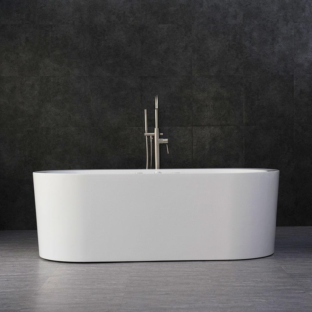 Andria 67 in. Acrylic Freestanding Flat Bottom Whirlpool and Air Bathtub with Drain and Overflow Included in White - Super Arbor