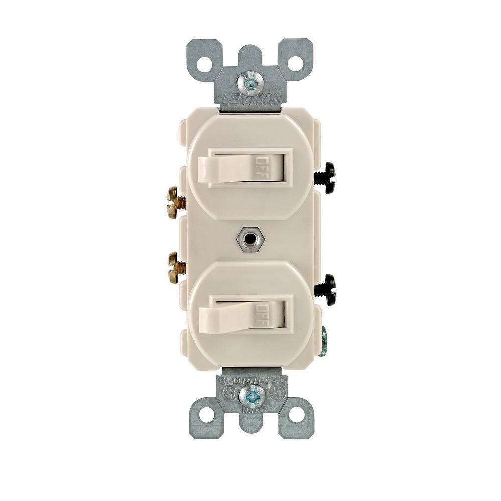 15 Amp Combination Double Switch, White - Super Arbor