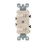 15 Amp Combination Double Switch, White - Super Arbor