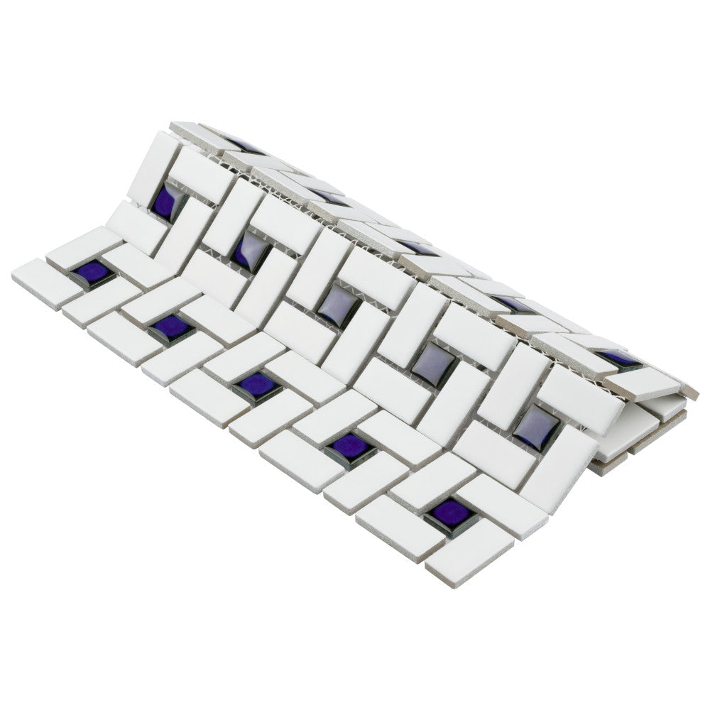 Merola Tile Spiral Blue and White 12-1/2 in. x 12-1/2 in. x 6 mm Porcelain Mosaic Tile (11.07 sq. ft. / case)