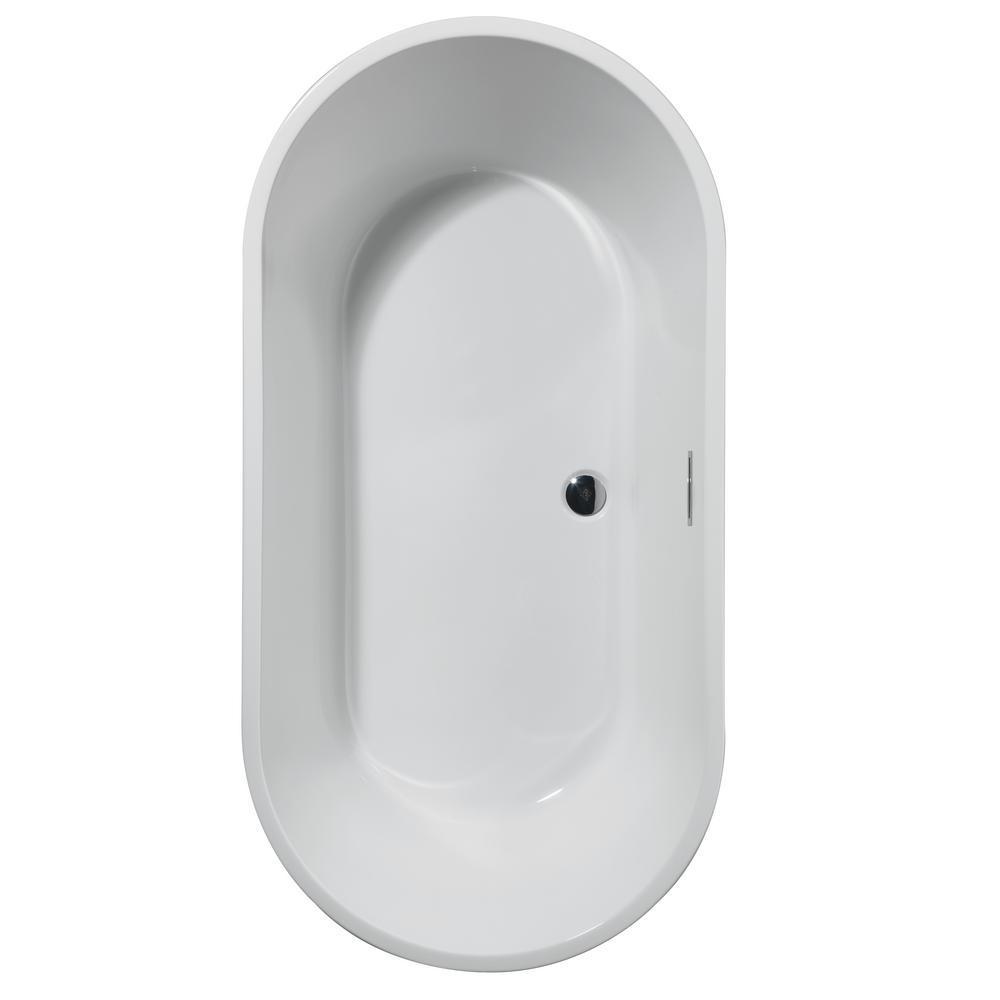 Montour 60 in. Acrylic Flatbottom Bathtub with Integrated Waste in White - Super Arbor