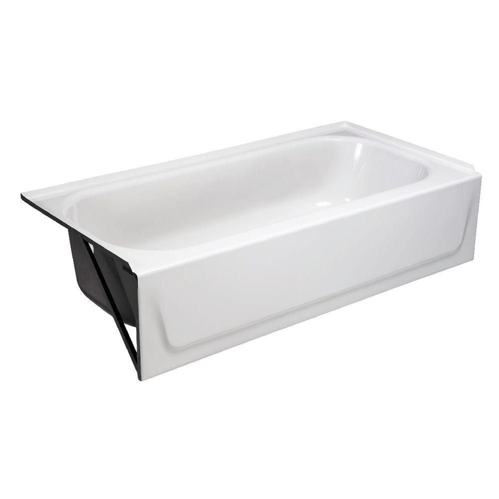 Aloha 60 in. Left Drain Rectangular Alcove Soaking Bathtub in White - Super Arbor