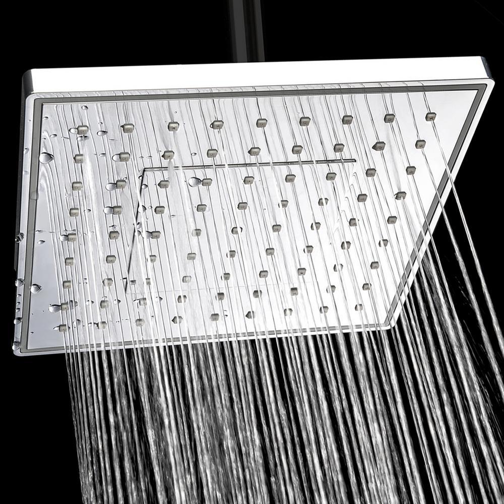 1-Spray 7.88 in. Single Wall Mount Fixed Rain Shower Head in Chrome - Super Arbor