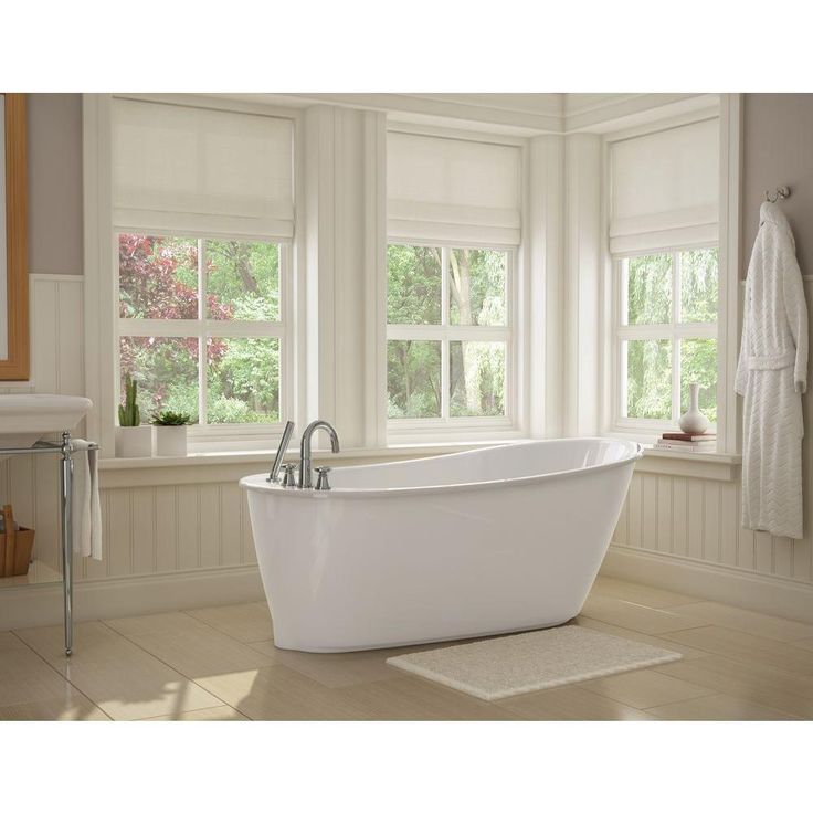 Sax 60 in. Fiberglass Reversible Drain Non-Whirlpool Flatbottom Freestanding Bathtub in White