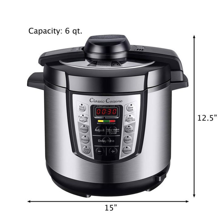 4-in-1 Multi-Function 6 Qt. Silver Electric Pressure Cooker