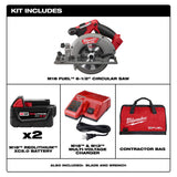 M18 FUEL 18-Volt Lithium-Ion Brushless Cordless 6-1/2 in. Circular Saw Kit w/ (2) 5.0Ah Batteries, Charger, Tool Bag - Super Arbor