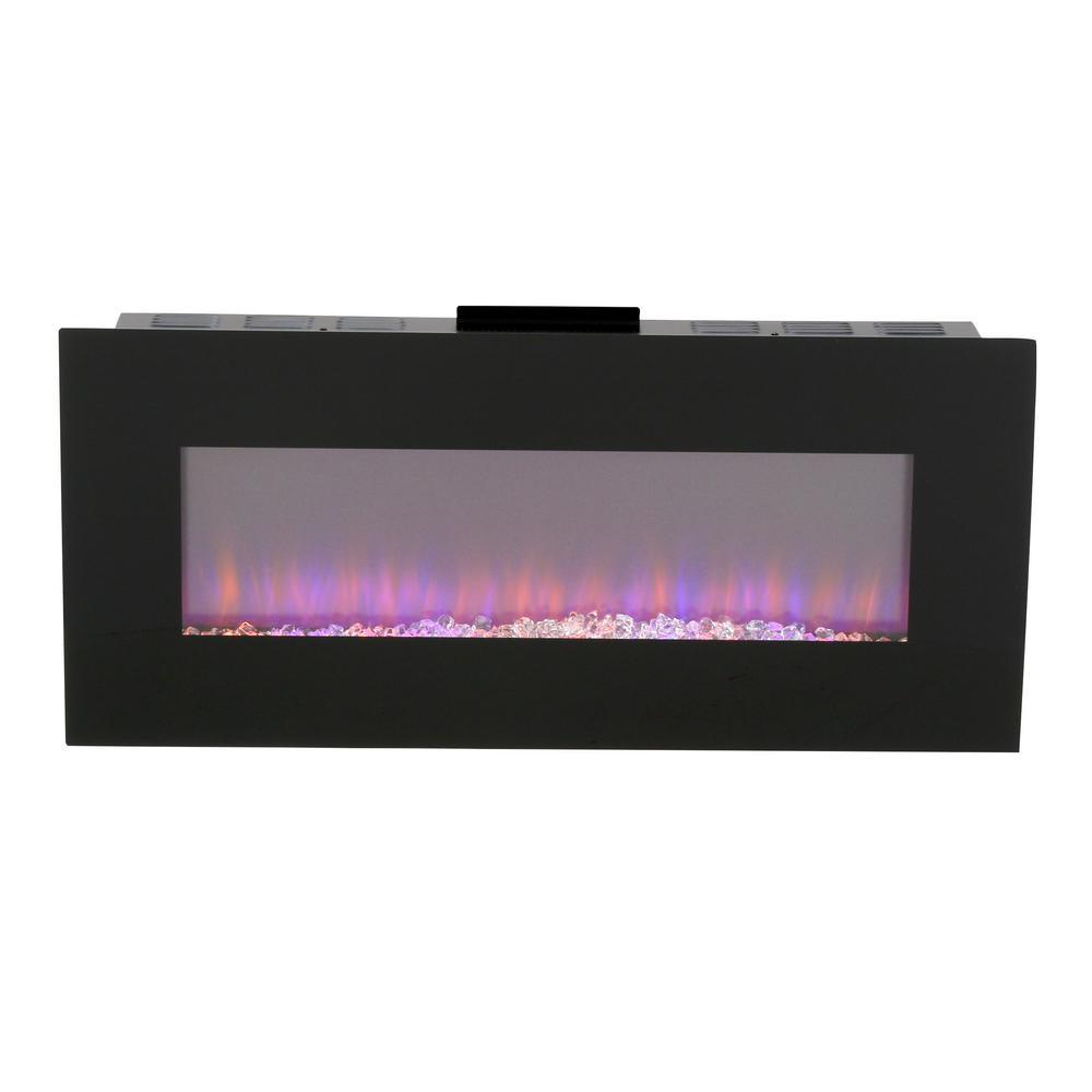 42 in. LED Fire and Ice Electric Fireplace with Remote in Black - Super Arbor