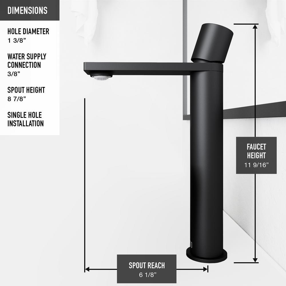 Matte Stone Oval Vessel Bathroom Sink in White and Gotham Faucet in Matte Black - Super Arbor