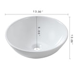 Vessel Sink in White Porcelain Ceramic 13 in. x 13 in. Bathroom Round Bowl - Super Arbor