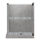 Del Mar Grand Hinged 36 in. x 42 in. x 80 in. Right-Hand Corner Shower Kit in Natural Buff and Chrome Hardware - Super Arbor