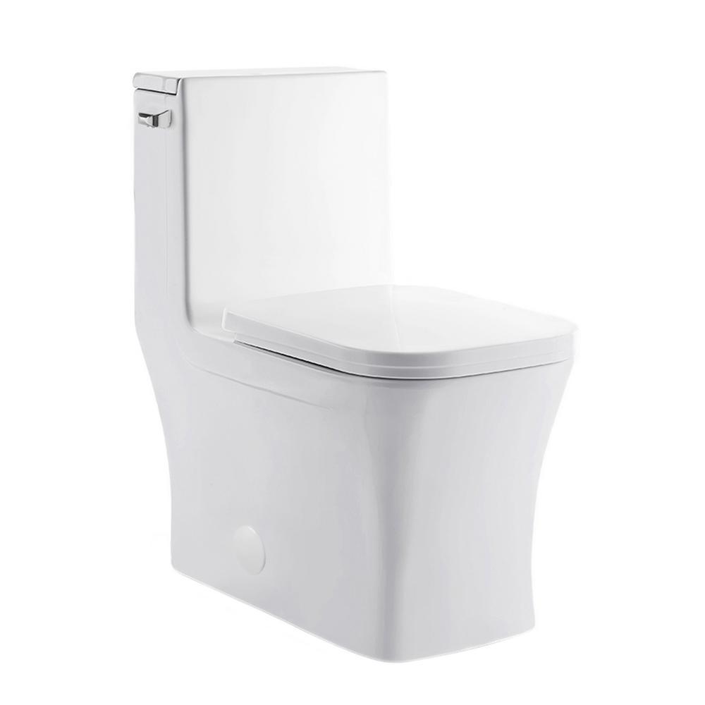 Concorde 1-Piece 0.8/1.28 GPF Dual Flush Square Elongated Toilet in White - Super Arbor