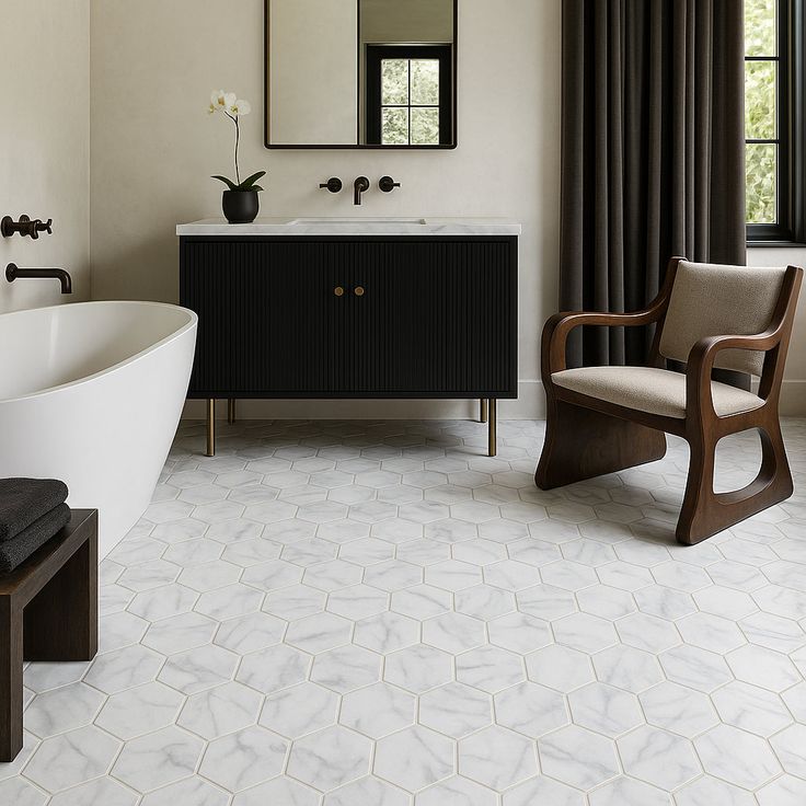 Carrara 10 in. x 12 in. x 6.35mm Ceramic Hexagon Mosaic Floor and Wall Tile (9.72 sq. ft./Case)