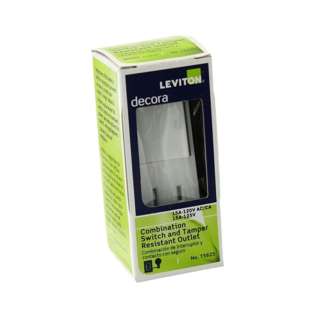 Decora 15 Amp Tamper Resistant Combo Switch and Outlet, White - Super Arbor