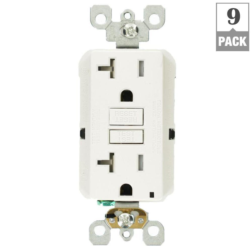 20 Amp 125-Volt Duplex SmarTest Self-Test Tamper Resistant GFCI Outlet, Black - Super Arbor
