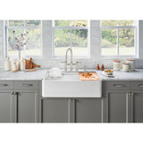 PROFINA Farmhouse Apron-Front Fireclay 36 in. Single Bowl Kitchen Sink with Beechwood Cutting Board in White - Super Arbor