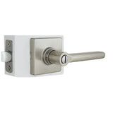 Tonbridge Satin Nickel Bed/Bath Door Lever with Square Rose (4-Pack)