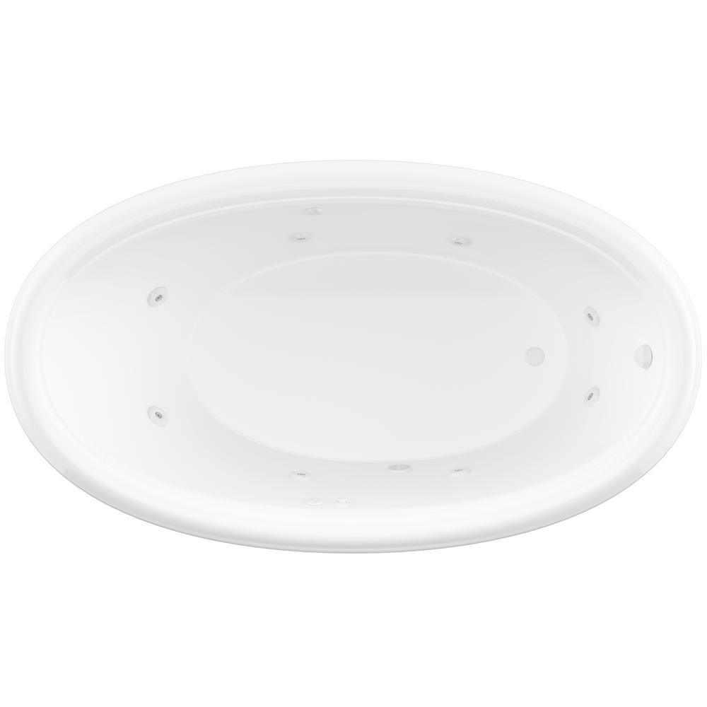Topaz 60 in. Oval Drop-in Whirlpool Bath Tub in White - Super Arbor