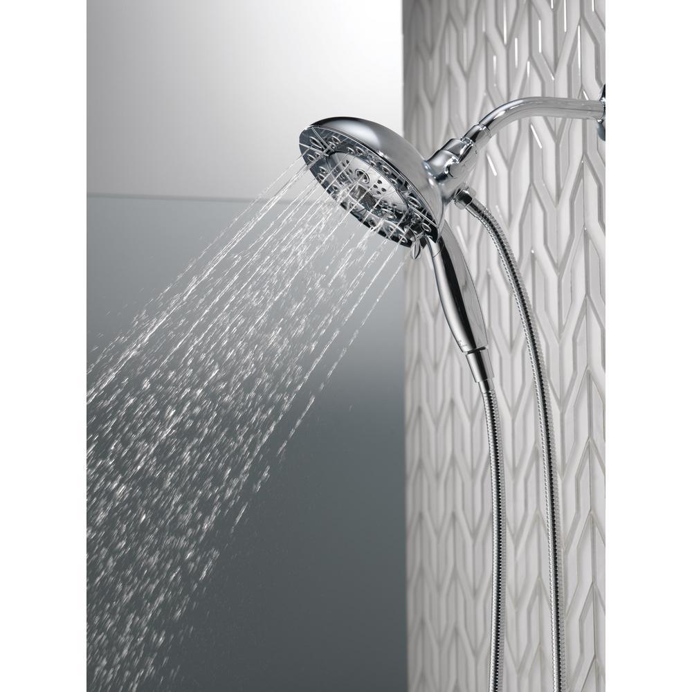 In2ition Two-in-One 5-Spray 6.9 in. Dual Wall Mount Fixed and Handheld H2Okinetic Shower Head in Chrome - Super Arbor