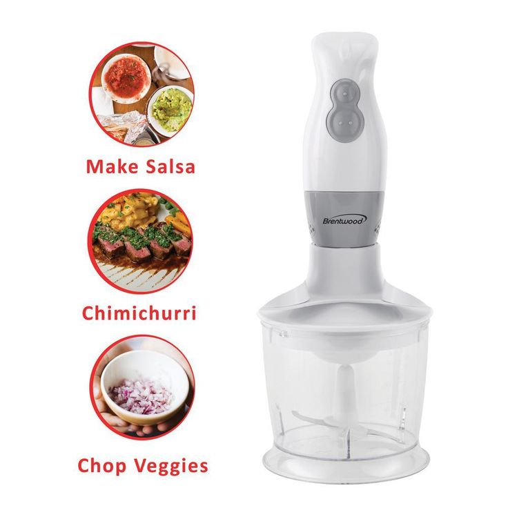 2-Speed White Hand Mixer Blender and Food Processor with Balloon Whisk