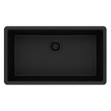 Quartz Classic Undermount Composite 33 in. Single Bowl Kitchen Sink in Black - Super Arbor