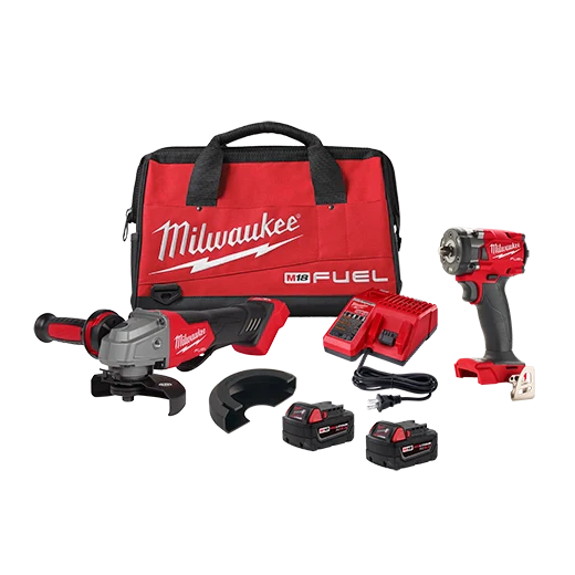 Milwaukee M18 FUEL 18V Brushless Cordless Grinder & 3/8 in. Impact Wrench Combo Kit with M12 Die Grinder & 2.0Ah Battery