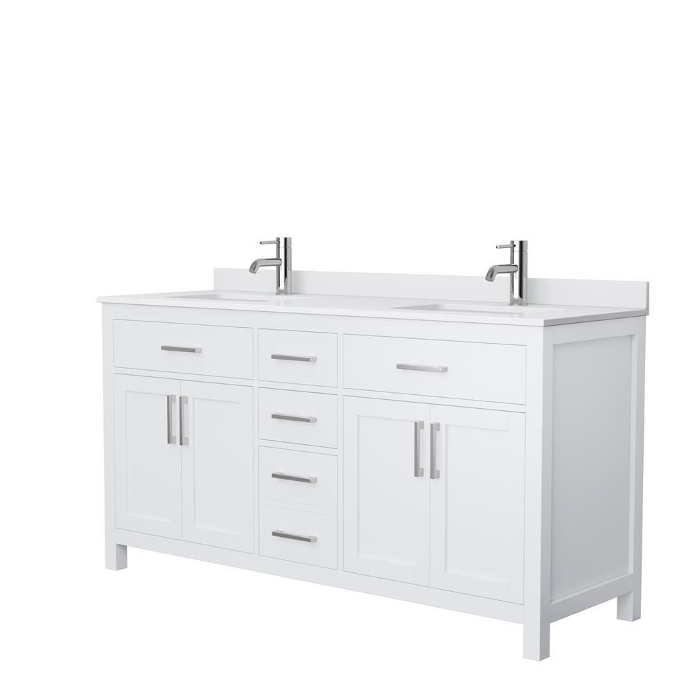Beckett 72 in. W x 22 in. D Double Bath Vanity in White with Cultured Marble Vanity Top in Carrara with White Basins - Super Arbor