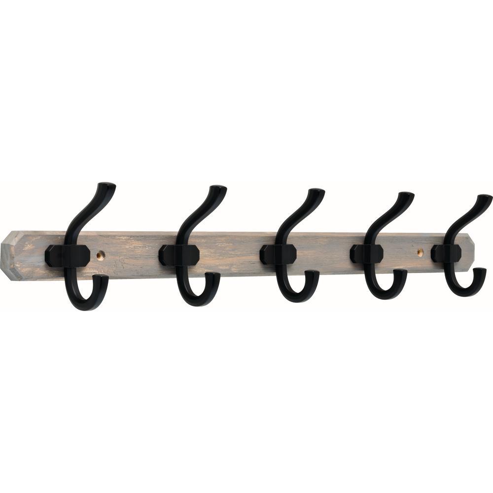 24 in. Graywash and Matte Black Hook Rack - Super Arbor
