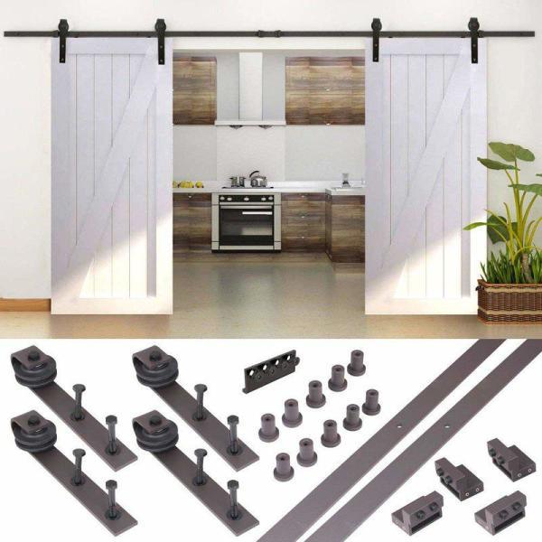 16 ft. Country Sliding Standard Double Track Barn Door Hardware Kit - Super Arbor