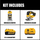 20-Volt MAX XR Lithium-Ion Cordless Woodworking Combo Kit (2-Tool) with Brushless Jigsaw & Brushless Router - Super Arbor