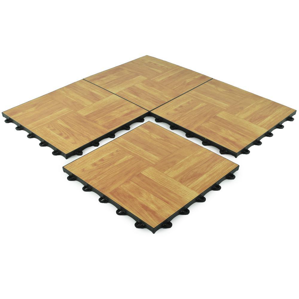 Greatmats Click Tile 12-1/8 in. x 12-1/8 in. Light Oak Interlocking Basement Plastic and Vinyl Tile (24-Pack) (24.5 sq. ft.)