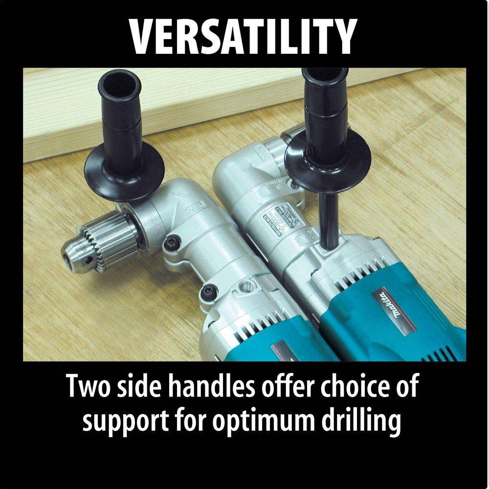 7.5 Amp 1/2 in. Corded 2-Speeds Reversible Angle Drill with Chuck Key Side Handle and Tool Case