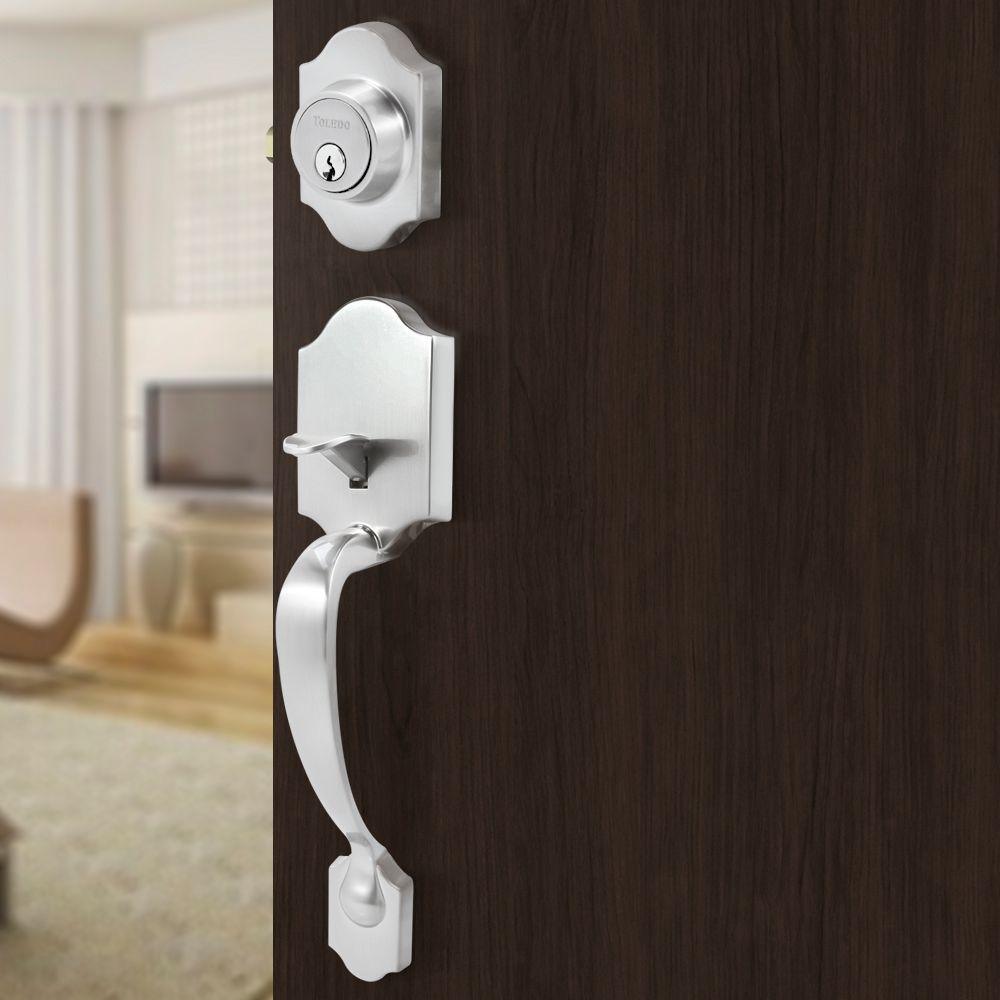 Single Cylinder Satin Nickel Door Handleset - Super Arbor