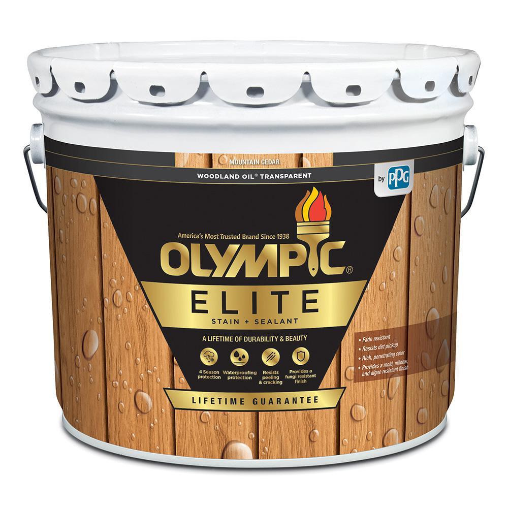 Olympic Elite 3 Gal. Mountain Cedar Woodland Oil Transparent Advanced Exterior Stain and Sealant in One - Super Arbor