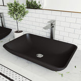 VIGO Black Rectangular Hadyn MatteShell Glass Bathroom Vessel Sink
