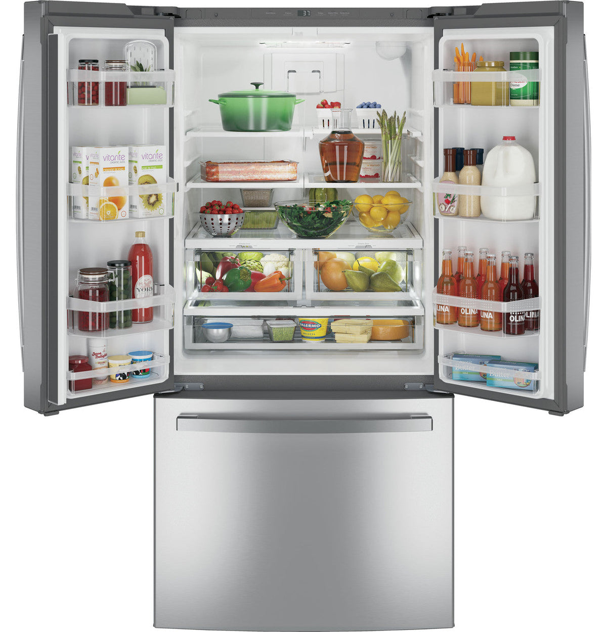 GE 24.7 cu. ft. French-Door Refrigerator, Stainless Steel, ENERGY STAR, 33-in Width (GNE25JSKSS)