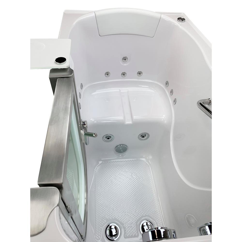 Elite 52 in. Acrylic Walk-In Whirlpool Bathtub in White with Right Door, 2-Piece Fast Fill Faucet and 2 in. Dual Drain - Super Arbor
