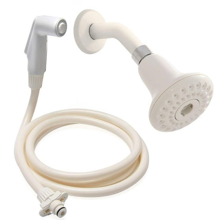 1-spray 3.5 in. Dual Shower Head and Handheld Shower Head in White
