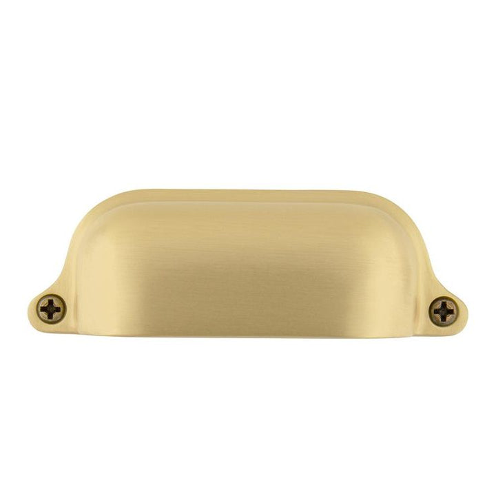 3-1/2 in. (89 mm) Satin Brass Drawer Cup Pull Farm Large