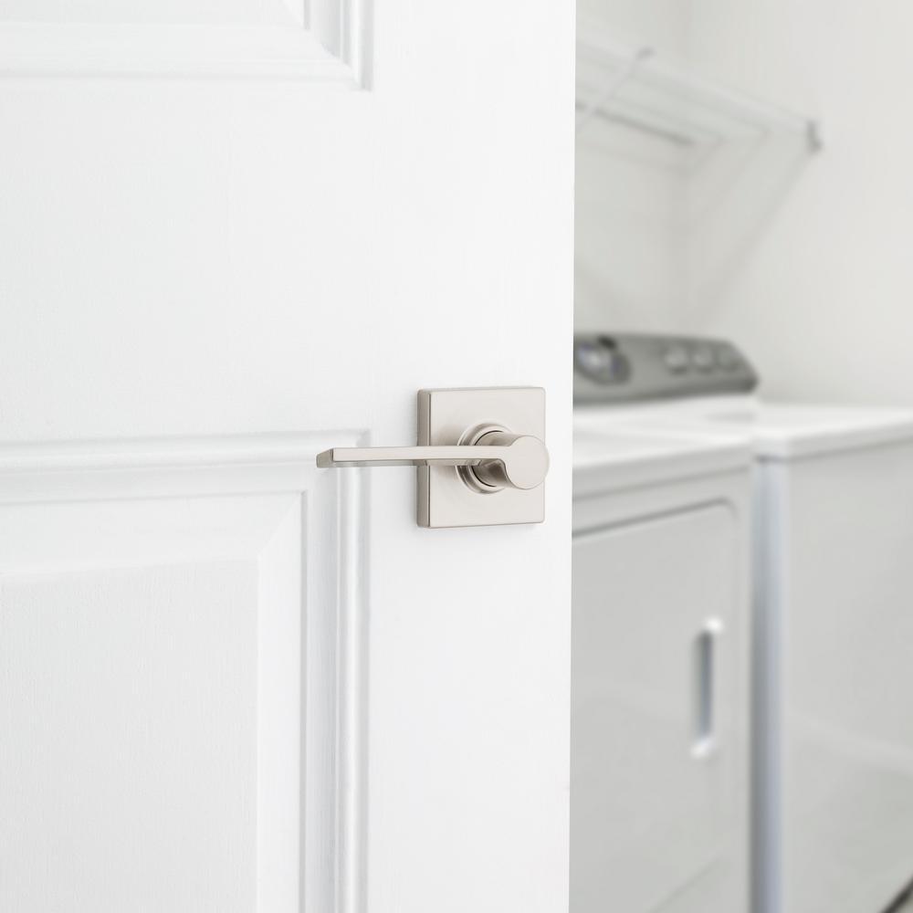 Ladera Satin Nickel Hall and Closet Door Lever with Square Trim Featuring Microban Antimicrobial Technology - Super Arbor