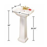 Cloakroom 19 in. Pedestal Combo Bathroom Sink in White with Overflow