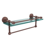 16 in. L  x 5 in. H  x 5 in. W Clear Glass Bathroom Shelf with Towel Bar in Polished Nickel - Super Arbor