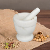 Natural Marble Mortar Off-White and Pestle Spice Grinder Set Pestle Set Kitchen Spices, Herbs, Pesto Grinder