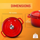 Kitchen Dutch Oven Pot - Enamel Coated Cast Iron Pot with Lid, Stovetop Casserole Pot Style (5 Quart)