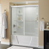 Lyndall 60 in. x 58-1/8 in. Semi-Frameless Traditional Sliding Bathtub Door in Nickel with Tranquility Glass - Super Arbor