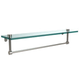 22 in. L  x 5 in. H  x 5 in. W Clear Glass Vanity Bathroom Shelf with Towel Bar in Satin Nickel - Super Arbor