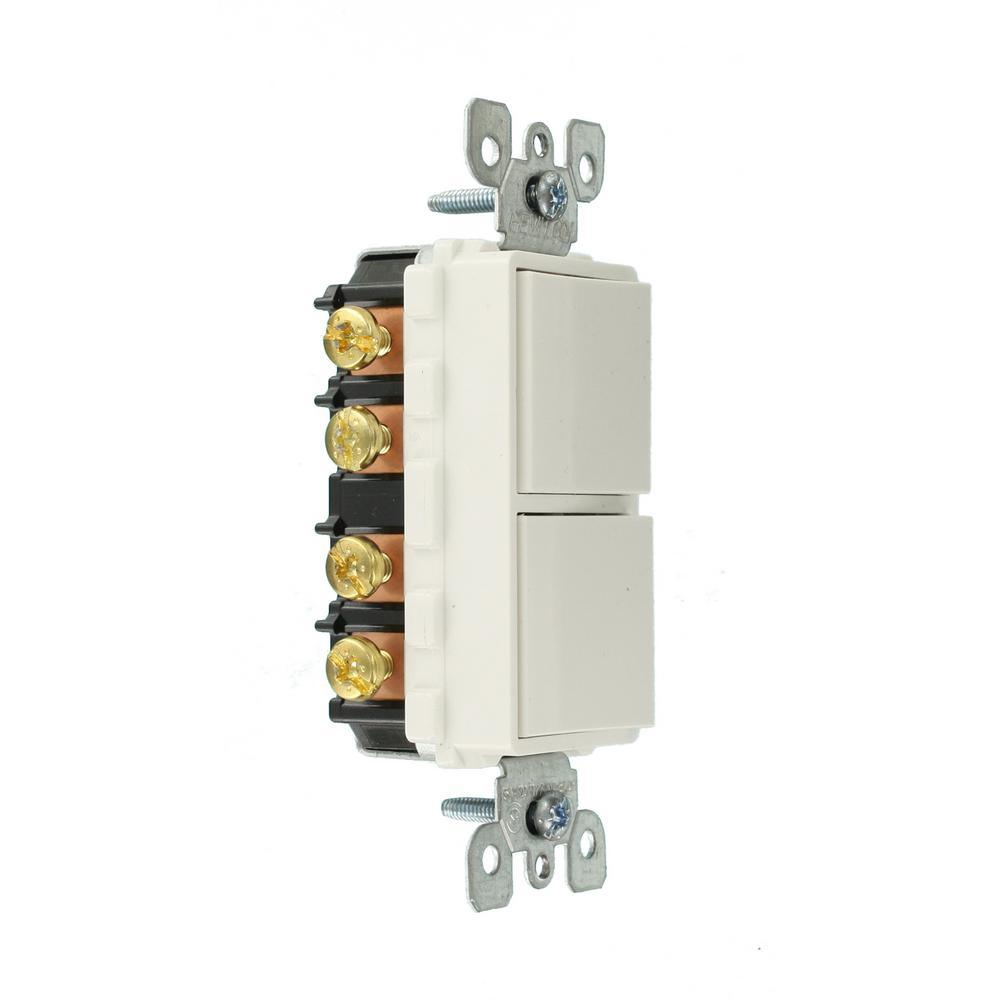 Decora 15 Amp 120-Volt 3-Way Combination Rocker Switch, White - Super Arbor