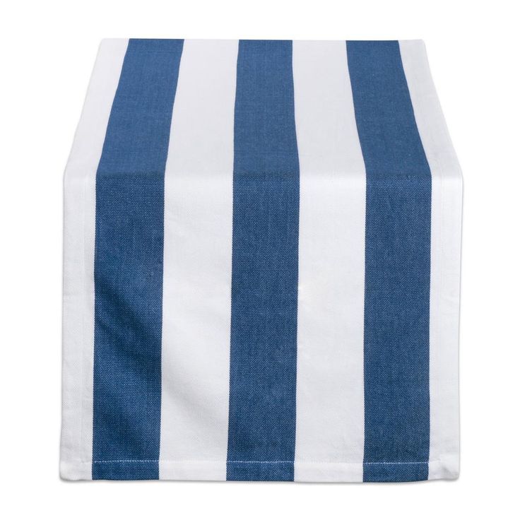 Navy Dobby Stripe Cotton Table Runner