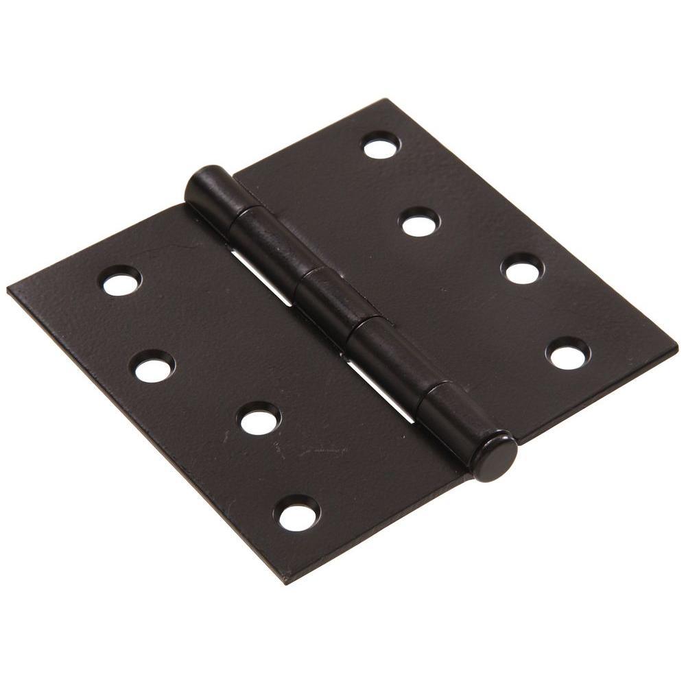 4 in. Brass Residential Door Hinge with Square Corner Removable Pin Full Mortise (9-Pack) - Super Arbor